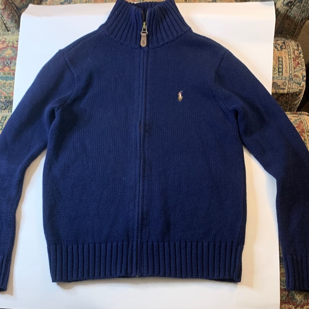Polo by Ralph Lauren Navy Blue Zip-Up Sweater Size Medium 10-12